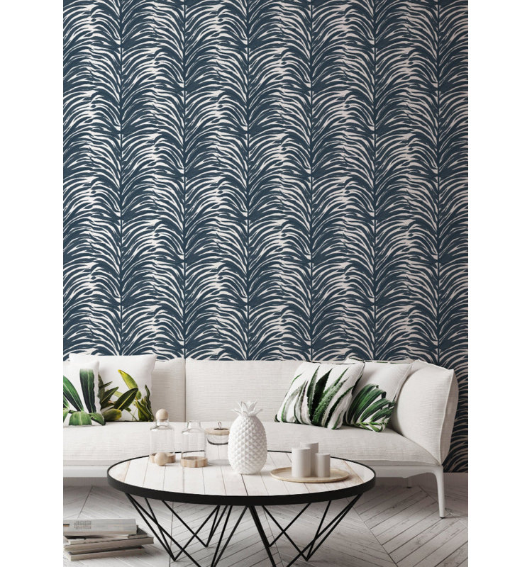 Rouleau de papier peint adhésif 10 pi x 24 po Deco Fern, Indigo, Non encollé