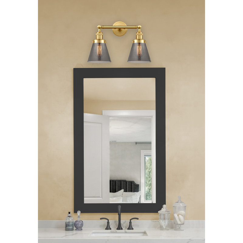 Éclairage de meuble-lavabo inclinable 2 lumières Cone, Ampoule à DEL rétro de 6 watts, Plaqué couleur fumée, Or satiné