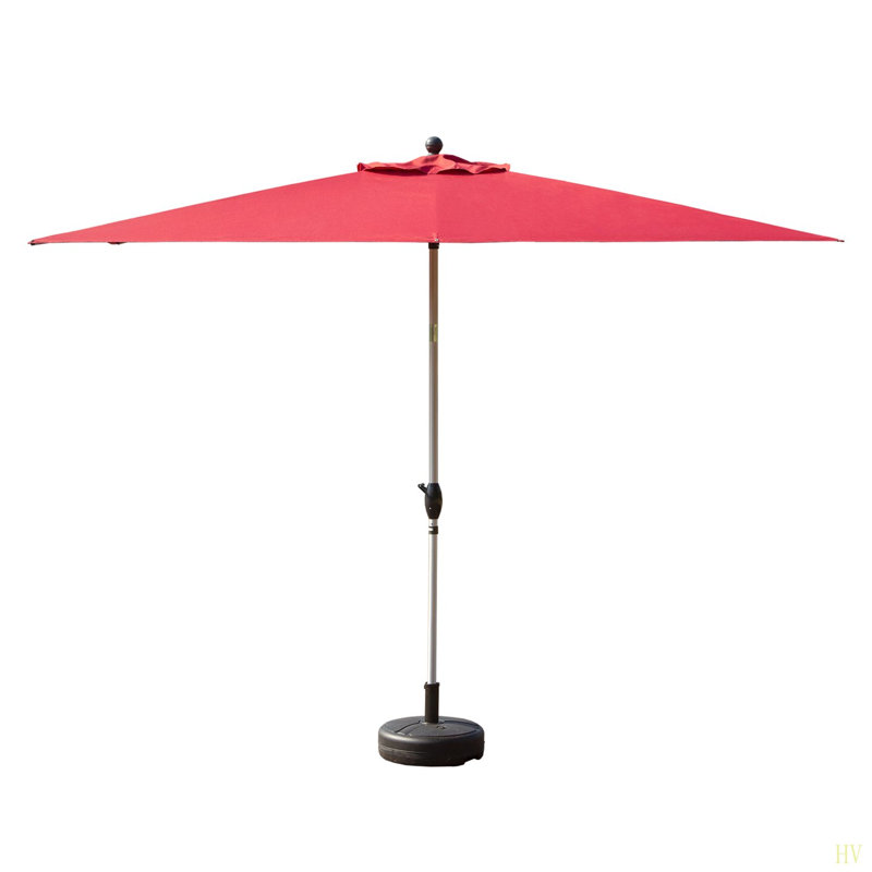 Parasol de patio rectangulaire avec fonction de levage et d'inclinaison à manivelle (base non incluse), Rouge brique