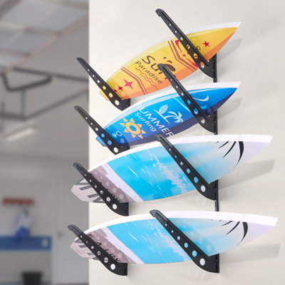 Surfboard Wall Mount 4 Tiers Horizontal Surfboard Rack for Storage Display