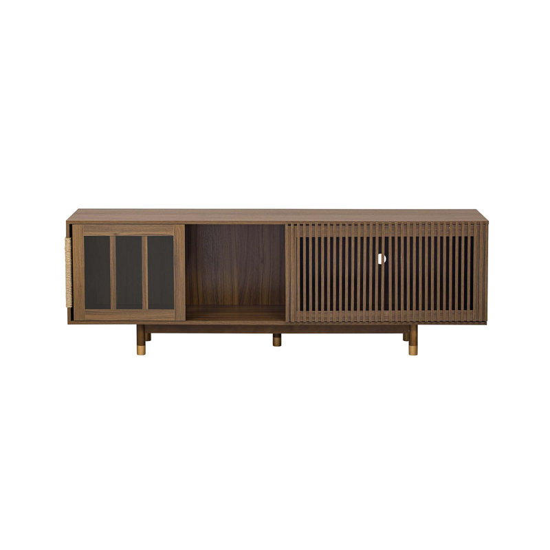 Meuble télé moderne en noyer de style Mid-Century avec fonctions polyvalentes