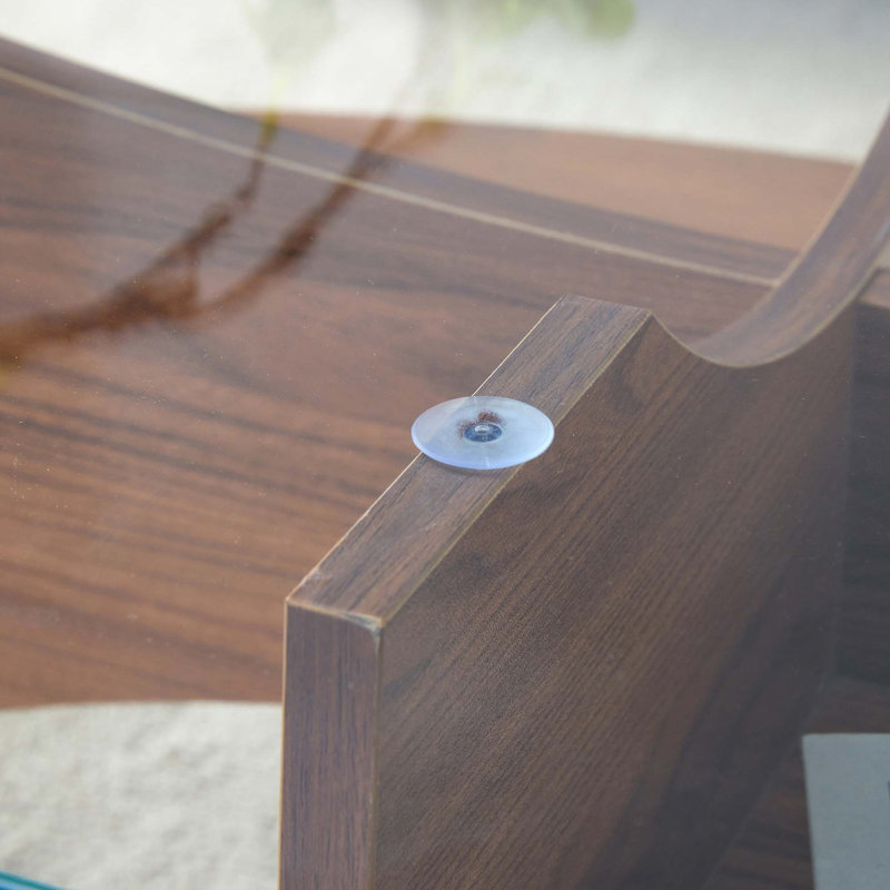 Table basse ovale en verre trempé avec base multifonctionnelle en forme d'éventail
