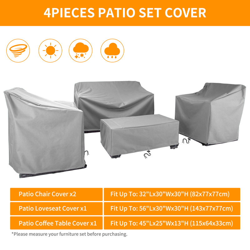 Outdoor Conversation Set Cover, 30" H x 56" W x 30" D