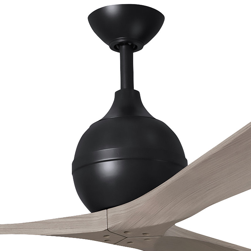 Ventilateur de plafond à 3 pales Irene, Noir mat, 52", Ton bois de frêne gris