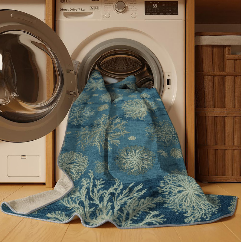 Machine Washable Nature Green Area Rug, Rectangle 7' x 10'
