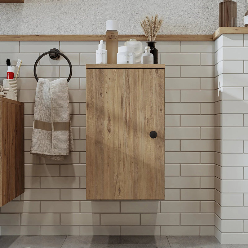 Rosaliyah Bathroom Towel Storage Cabinet, 60cm, Oak