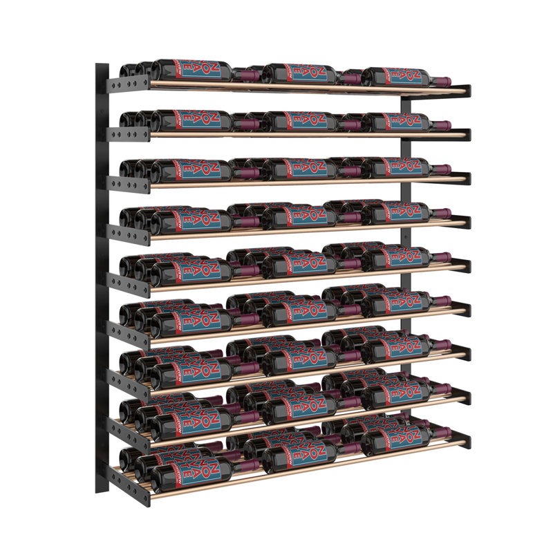 81 Bottle Wall Mounted Wine Bottle Rack, Matte Black/Golden Bronze