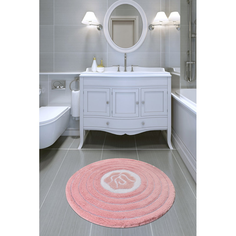 Tapis de bain Adelae, Rose / blanc