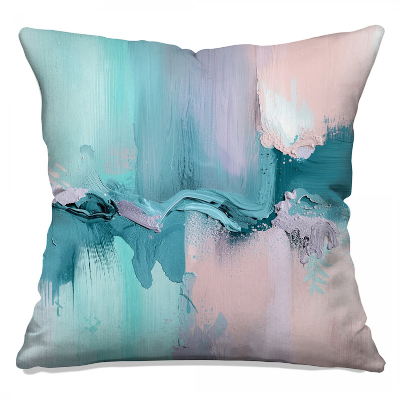 Blue Pink Brushstrokes Double Sided Throw Pillows, 20 x 20 inches