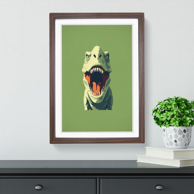 XYZ-FRM-V1223-6333 Tyrannosaurus Rex Minimalism - Single Picture Frame Print on Wood