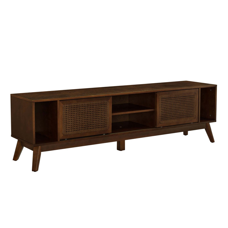 Meuble télé 67,9 po Mid-Century Modern Rattan, Noyer