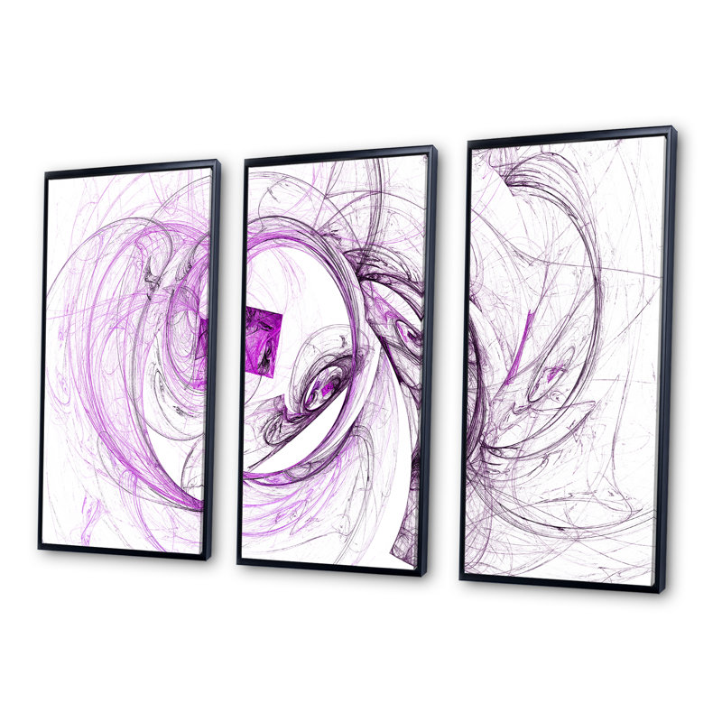 «Billowing Smoke Mauve», 3 pièces, cadre flottant, impression sur toile, L 36 po x H 28 po, Cadre noir