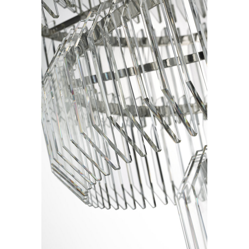Waterford Killarney 32" Layered Chandelier with Clear Crystal, Polished Nickel