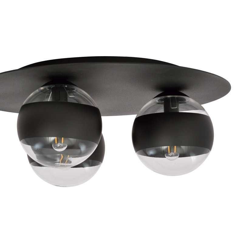 Belkis 3-Light 16cm Spotlight, Transparent/Black, 21cm H x 20cm W x 15cm D