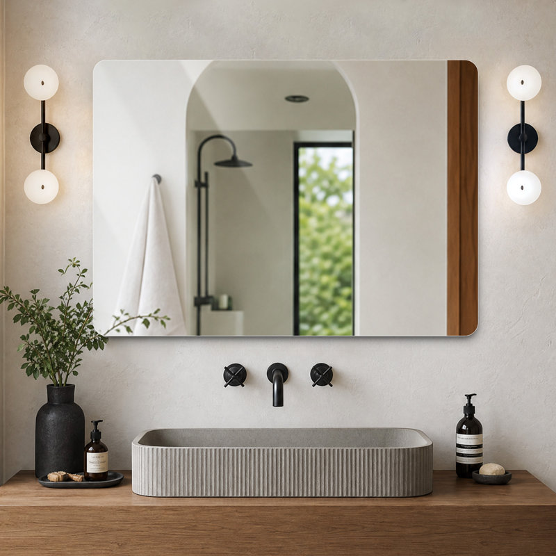 Miroirs d'appoint modernes, verre sans cadre 36 x 30 pour salle de bain