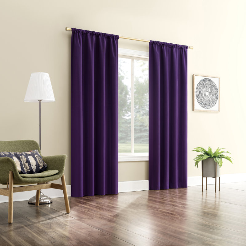 Karina Textured Blackout Rod Pocket Curtain Panel, Purple, 40" W x 84" L