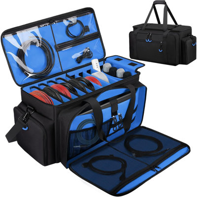 Cable Organizer DJ Bag with Padded Bottom & Dividers, Laptop Pocket for Musician Travel