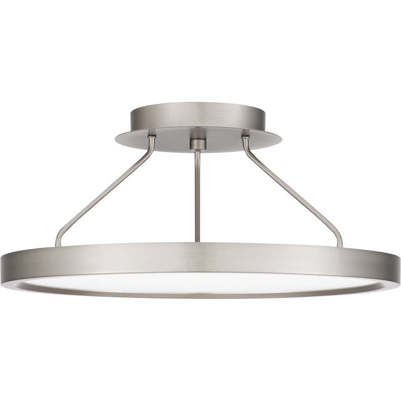 Outskirts Acrylic LED Semi Flush Mount, Brushed Nickel, 6.8" H x 15" W x 15" D