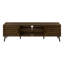 Meuble télé, 72 po, console, meuble multimédia, armoire de rangement, stratifié brun, métal noir, transitionnel