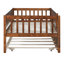 Lit de jour simple en bois avec couchette et garde-corps, noyer