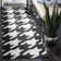Dhurries Hand Woven Flat Weave Wool/Cotton Houndstooth Rug in Black/Ivory