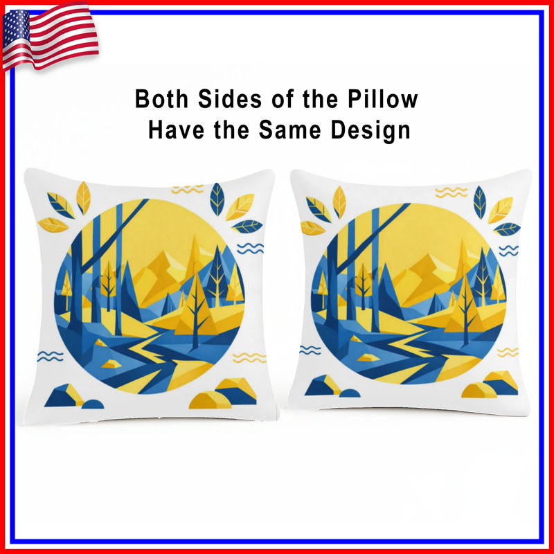 Coussins décoratifs géométriques, 20 x 20 pouces, Jaune vif et bleu profond