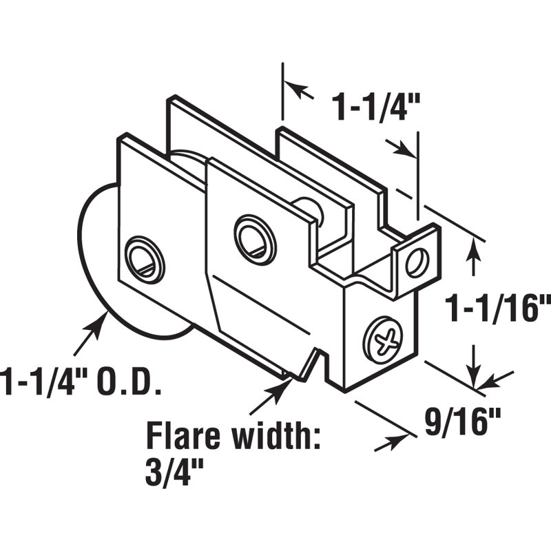 Ensemble de rouleau de porte miroir en nylon de 1-1 / 4 po (paquet simple), H 0,6 po x l 1,13 po x P 1,7 po