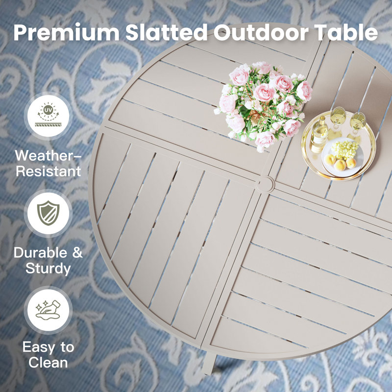 40.6’’ Outdoor Round Patio Dining Table, Sandshell