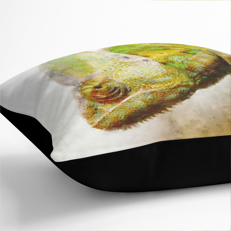Chameleon Lizard Vol.3 Painting Square Throw Cushion, 55cm H x 55cm W x 20cm D, Black