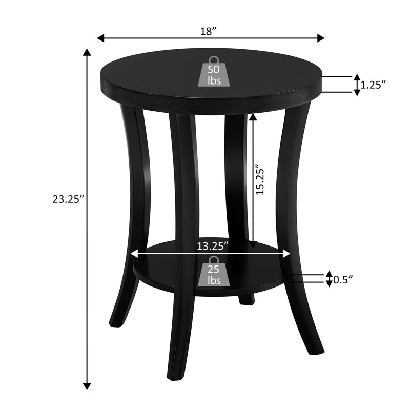 Dinh Round End Table with Shelf, White