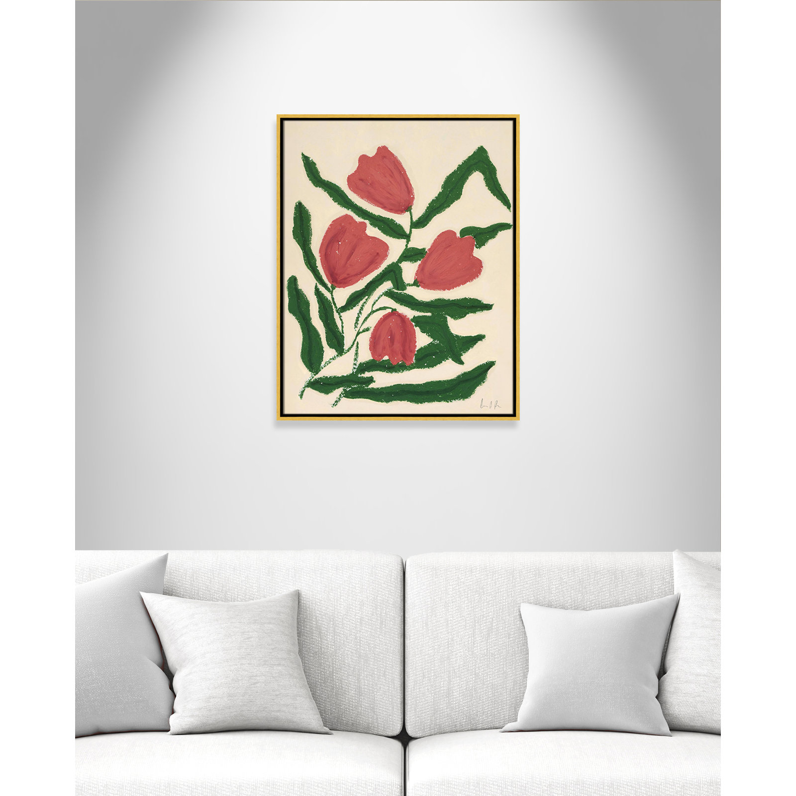 Red Tulips  Print by Camilla Bergqvist, 29.5" H x 23.5" W, Gold