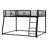 Full XL Over Queen Bunk Bed, Heavy-Duty Metal Floor Bunk Bed With Sloping Ladder And Guardrail