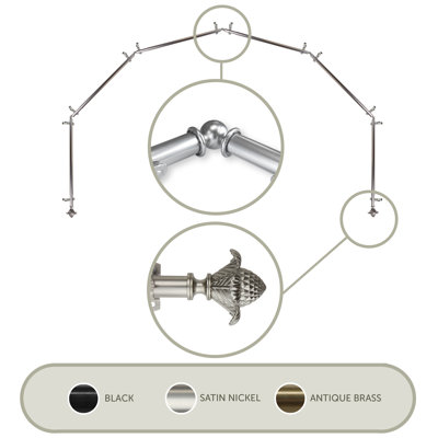 Adjustable 0.81" Bay Window Single Curtain Rod