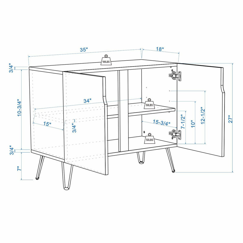 Buffet de 35 po de largeur
