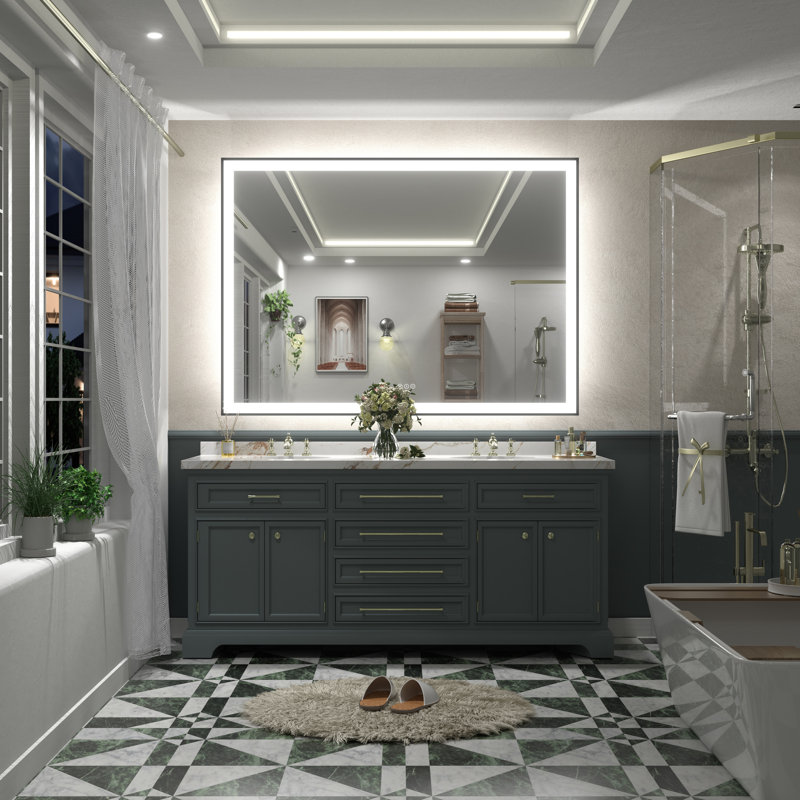 Aevar UL Certified Front & Back LED Anti-Fog Tempered Glass Framed Bathroom/Vanity Mirror with 3-Year Warranty, 55" x 40"