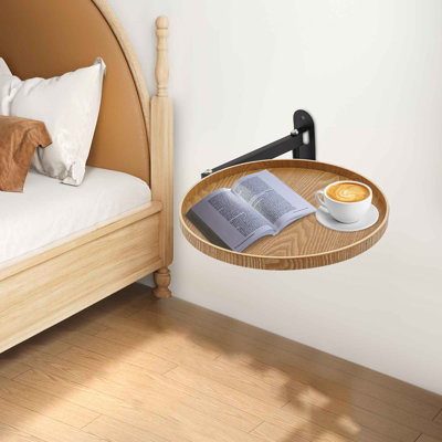 Wall Mounted Foldable Table With Wood Finish Space-Saving Bedside, Sofa & Small Room Desk