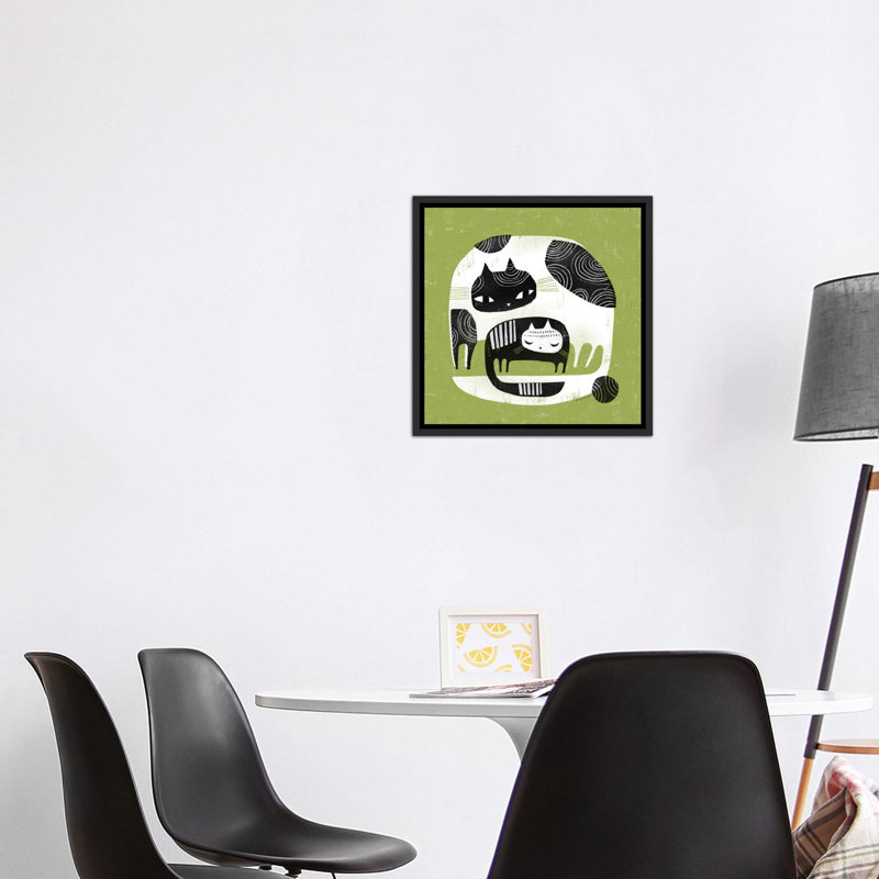 «Cuddle Cats» par Terry Runyan - impression, H 26 po x l 26 po x P 1,5 po, Toile avec cadre noir patiné, Pas de tapis