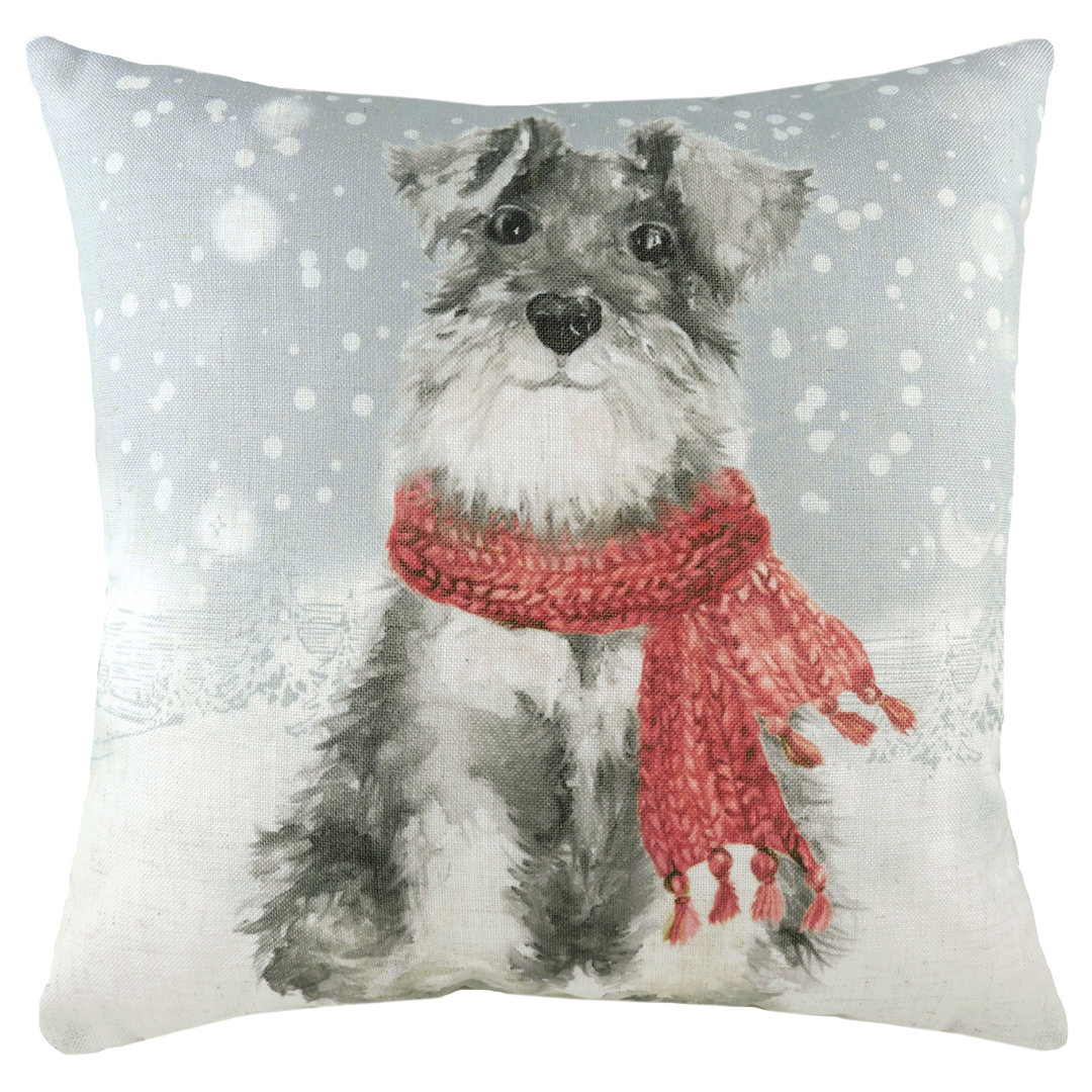 Snowy Dog with Scarf Cushion with Filling