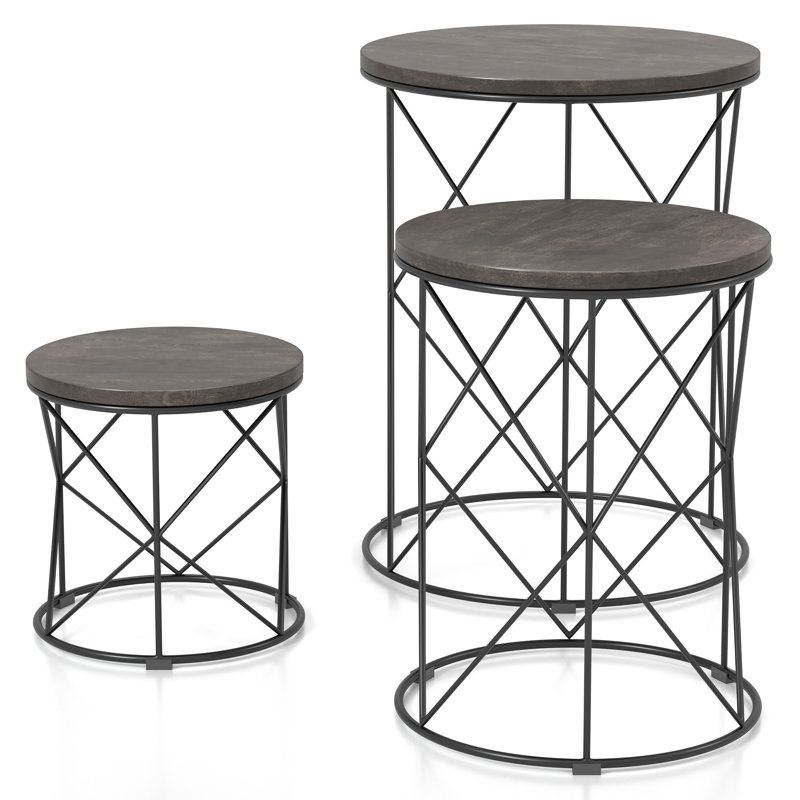 Drum 3-Piece Nesting Tables, Walnut