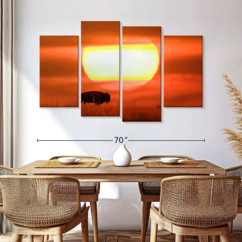 Brampt American Buffalo At Sunset, 42" H x 68" W
