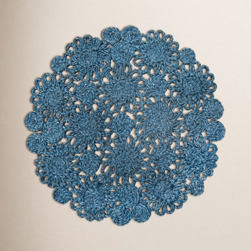 Bladwell Jute Round Placemat, Blue Jean