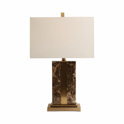 Sagebrook Home 26X16" Rectangle Marble Lamp With Antique Brass, Brown