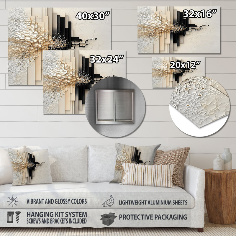 Composition With Forms Of Supremacist Abstract - Modern Metal Wall Art, Suprematism Metal Print, 12" H x 20" W x 0.84" D