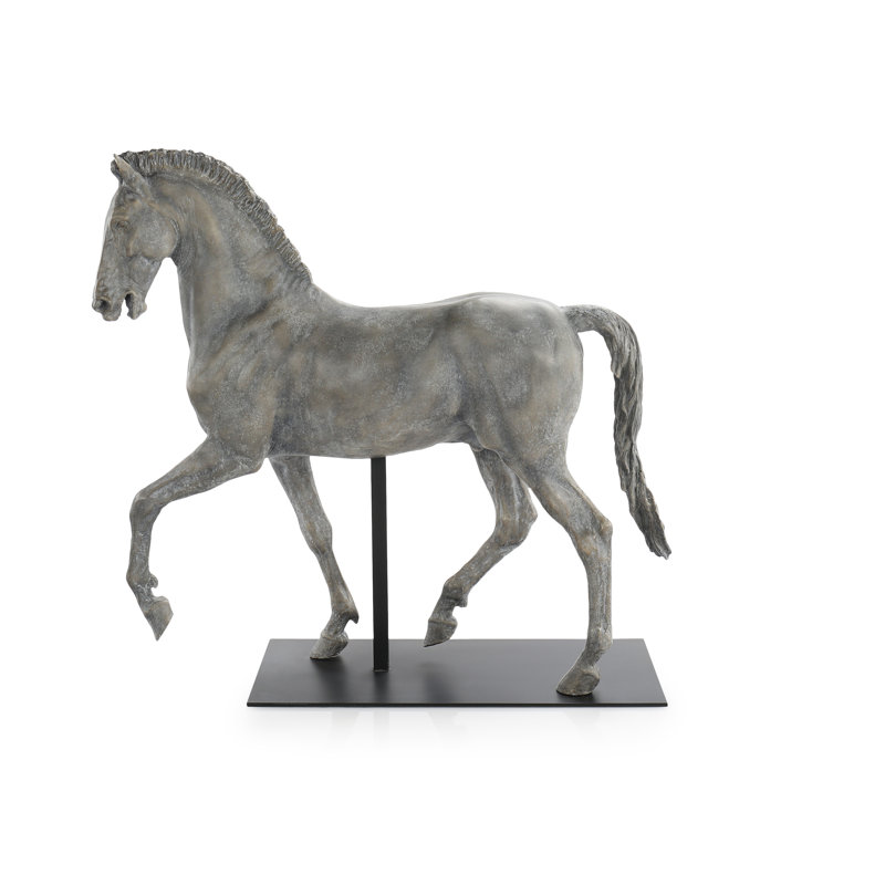 Trotting Horse Sculpture On Metal Base