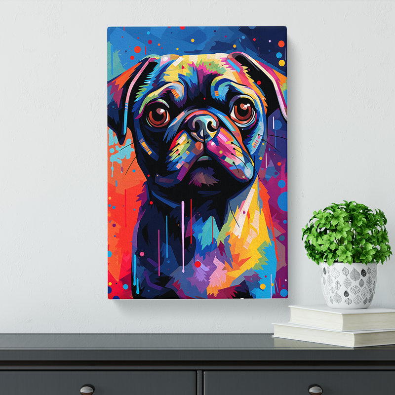 Pug Abstract - Wrapped Canvas, 76cm H x 50cm W x 3cm D