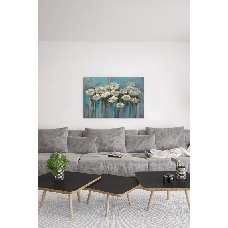 Impression sur toile anemones, H 18 po x l 26 po x P 1,5 po, Toile avec cadre noir, Pas de tapis