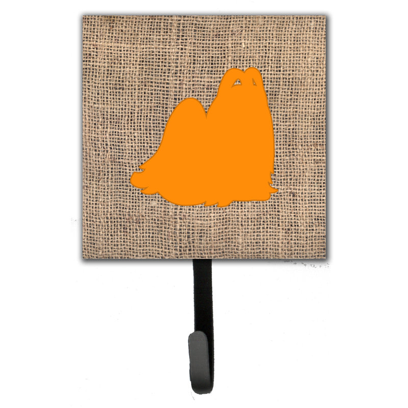 Porte-laisse maltais et crochet mural, Toile de jute / orange