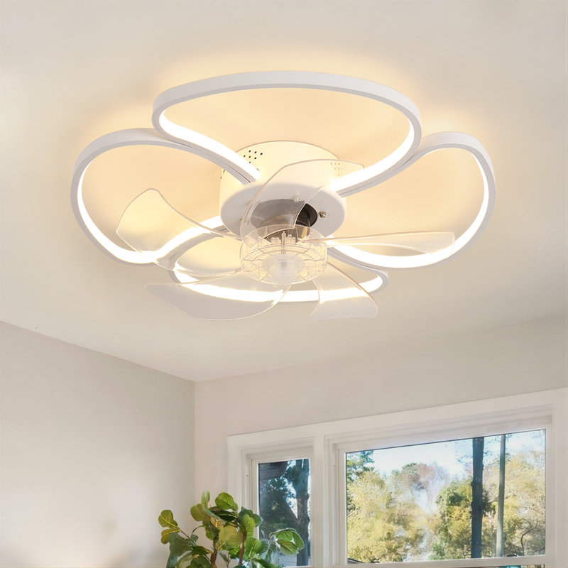 Firebaugh 19.69'' Modern Indoor 5- Blade Dimmable LED Ceiling Fan With Remote Control and APP, White
