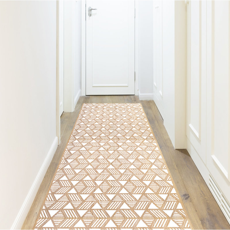 Ameno Geometric Vinyl Indoor / Outdoor Area Rug, Runner 80 x 300 cm