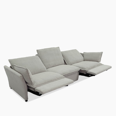116.14 In. Wide Corduroy Electric Three-seater Recliner Sofa Home Theater Soft Cushion Sofa